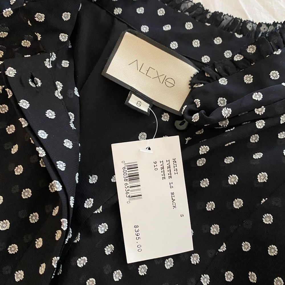 Alexis black chiffon dotted dress